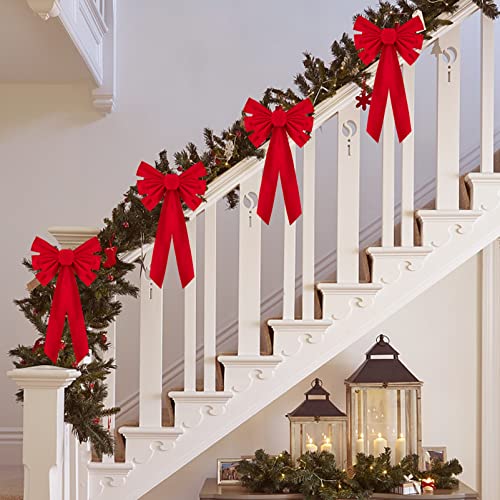 Christmas Red Velvet Bow Set - 21x9 Inches Holiday Decor for Windows, Doors, & Gifts