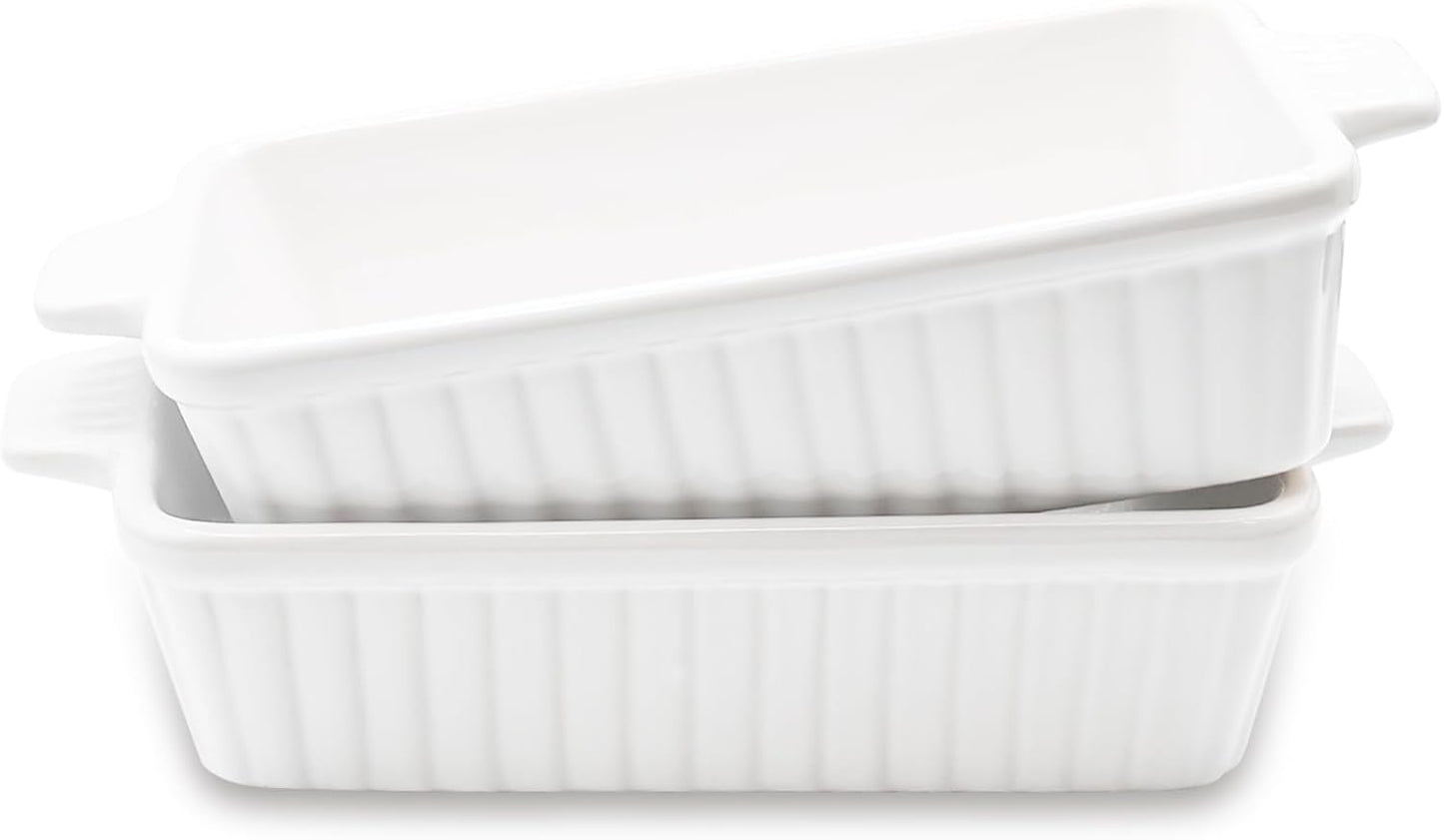 Regine Switzerland 30 Oz Small Baking Dish - Durable Ceramic Casserole Dish with Double Handles | 7x4.5 Inch, White