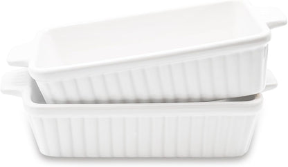 Regine Switzerland 30 Oz Small Baking Dish - Durable Ceramic Casserole Dish with Double Handles | 7x4.5 Inch, White
