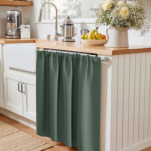 PONY DANCE Blackout Curtains for Bedroom 96 inches Long 2 Panels Set, Thermal Insulated Rod Pocket Black Out Window Drapes, Noise Reducing Window Treatment for Living Room(W52 x L96 inch, Sage Green)