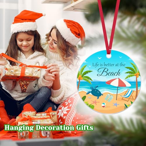 Beach Themed Christmas Ornament Gift for Beach Lovers, Acrylic Hanging Decor