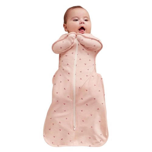 Love to Dream Swaddle Up Bamboo, Arms Up Position, Soft and Luxurious 100% Viscose from Bamboo - Wearable Blanket - 1.0 TOG - (20-24°C) Ideal for Moderate Temps, Small 8-13lbs, Cherries Blush