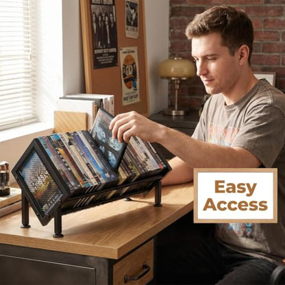 Brown PUTNATRUE DVD Storage Rack, Expandable Video Game & Blu-ray Organizer