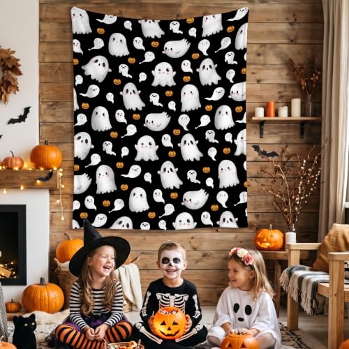 Halloween Throw Blanket A-Ghost 30x40in Ultra-Soft Flannel Cozy Decor