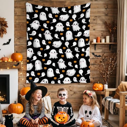 Halloween Throw Blanket A-Ghost 30x40in Ultra-Soft Flannel Cozy Decor