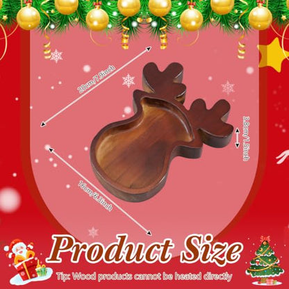 Elk Wooden Bowl Tray - Christmas Decor & Serving Platter - 8oz Capacity