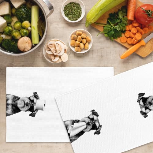 Funny Schnauzer Bathroom Towels Set of 2 - Unique Pet Gift for Home