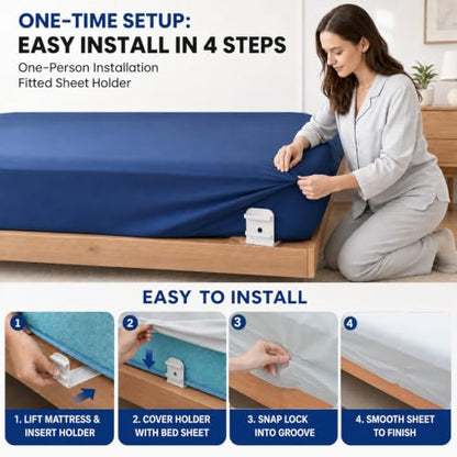 White Bed Sheet Holders 4PCS Fitted Sheet Grippers Corner Bed Anchors