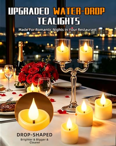 Rechargeable Flameless Tea Lights 12 Pack with Remote & Timer - Safe LED Candles