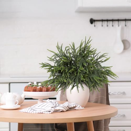 12Pcs Artificial Norfolk Pine Stems for Christmas Decor, 24 Inch Greenery Branches