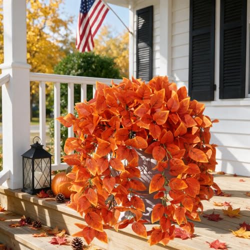 Artificial Hanging Plants for Outdoors - Fall Red Coleus, UV Resistant, 2 PCS