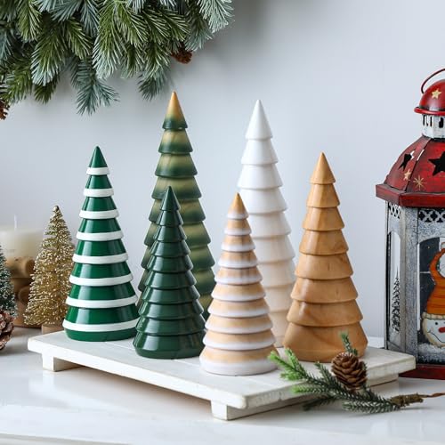 Colorful Farmhouse Wooden Christmas Trees - 6 Pcs Rustic Holiday Decor