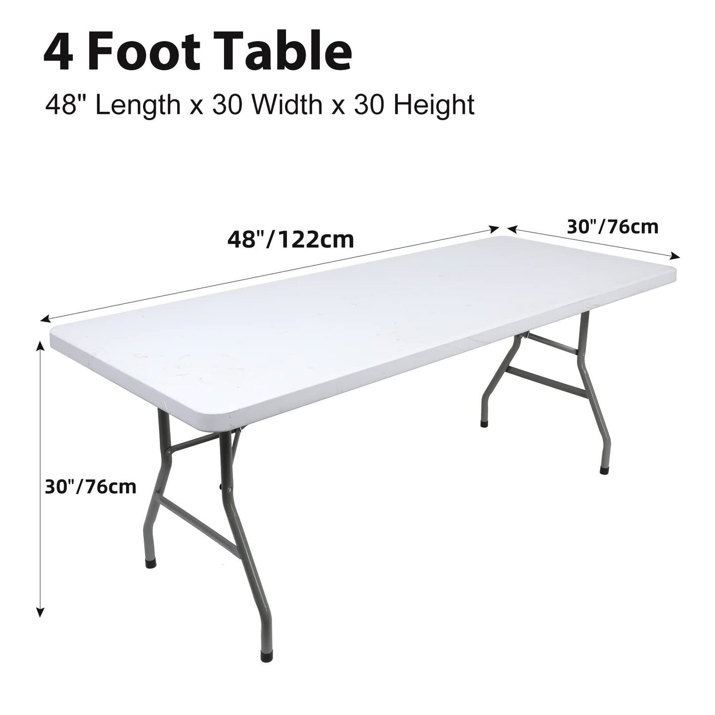 BDDC Table Covers for 4 Foot Tables, Spandex Table Covers 4ft, White Table Cloths Rectangle 4ft for Events, Wedding, Banquets & Parties