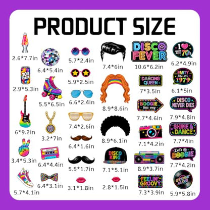 70s Disco Photo Booth Props for Birthday Party Decorations