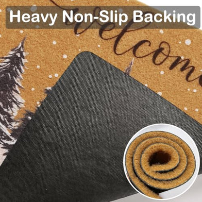 Snow Christmas Tree Door Mat 17x30 Inches - Heavy Duty Coir Welcome Mat