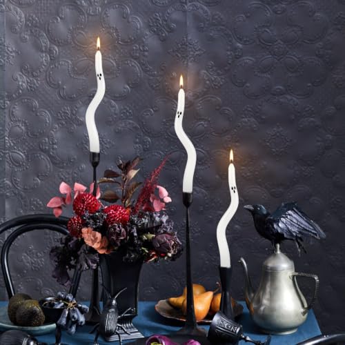 Halloween Ghost Candle Set - White Taper Candles for Centerpieces & Decorations