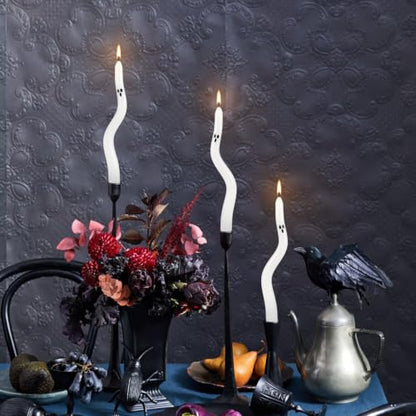 Halloween Ghost Candle Set - White Taper Candles for Centerpieces & Decorations
