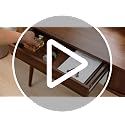 43" Walnut Makeup Vanity Desk with LED Arched Mirror, Storage & Lights - 17.71"D x 43.3"W x 54.72"H
