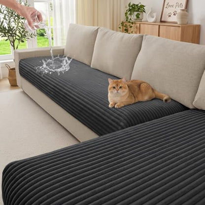 Waterproof Couch Cover for Dogs Washable Non Slip Sofa Protector - Dark Grey 35x63+35x70 Inches