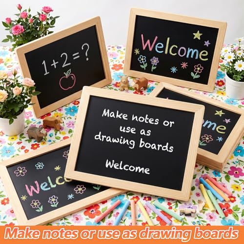 Mini Chalkboard Sign 8x12 Inches Unfinished Wood Frame - Portable & Reusable