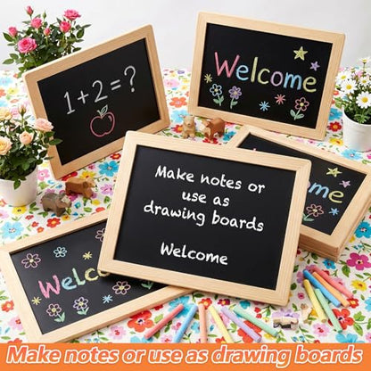 Mini Chalkboard Sign 8x12 Inches Unfinished Wood Frame - Portable & Reusable