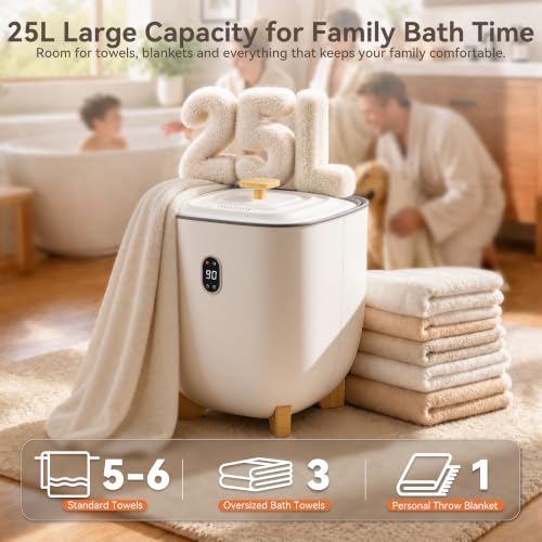 Manastin 25L Luxury Heated Towel Warmer with 5-Side Heating for Bathroom