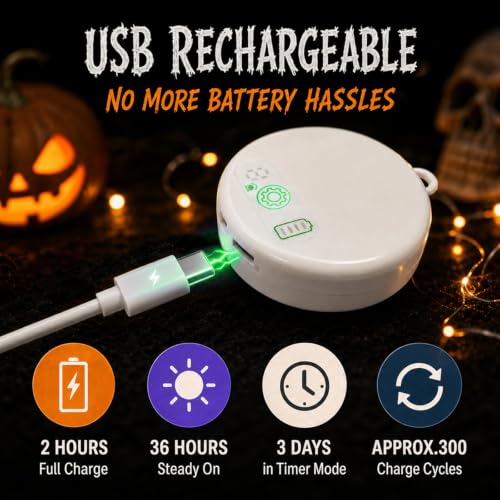Rechargeable Halloween Window Lights 3 Pack - Spider, Pumpkin, Hat Variations