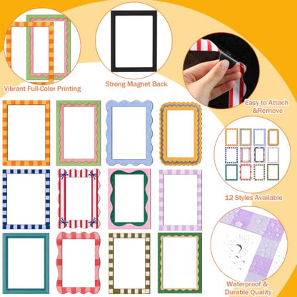Magnetic Photo Frames for Refrigerator and Lockers - Retro Style, 2 Sizes, 24 Pack