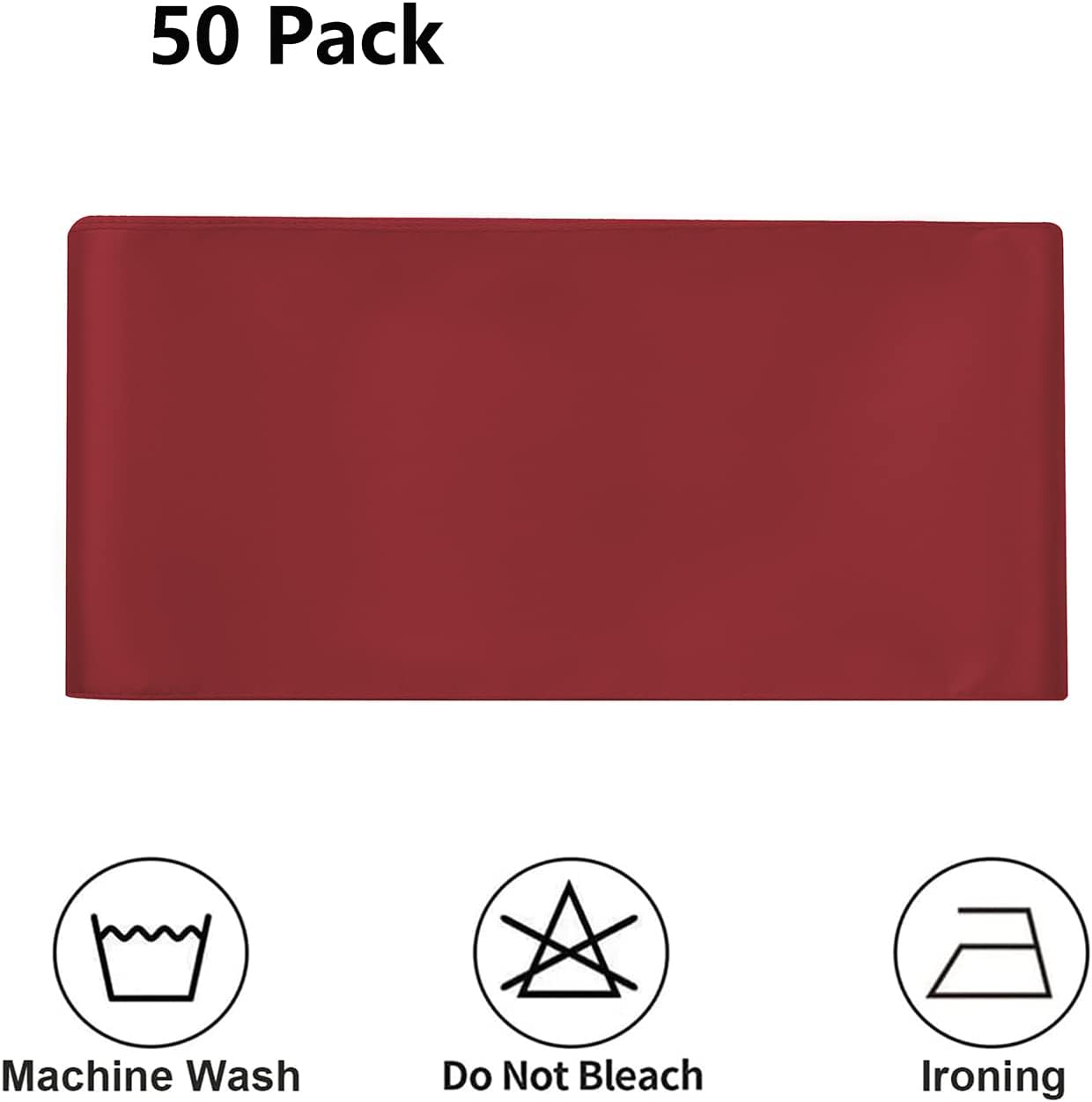 Regine Burgundy Chair Sashes - 50 Pack Dark Red Satin Ribbons for Wedding & Party Decor