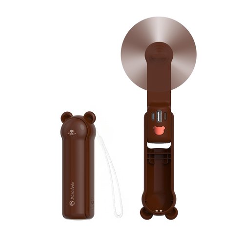 Dosododa Portable Handheld Fan, 3 in 1 Mini Personal Fan, 3 Speeds ，26 hours working time ， USB Rechargeable Small Pocket with Power Bank, Flashlight, Gifts for Women Outdoor(brown)