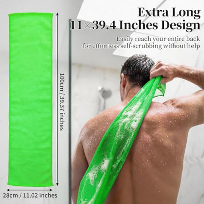 Japanese Exfoliating Shower Towel Firm Green 1 Pack - Nylon Body Scrubber