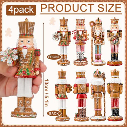 Christmas Gingerbread Nutcracker Figures Set - Resin Holiday Decor, 6 Inches