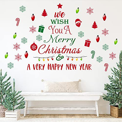 3 Pieces Christmas Wall Decals Snowflakes Quotes Holiday Stickers for Door & Wall Decor