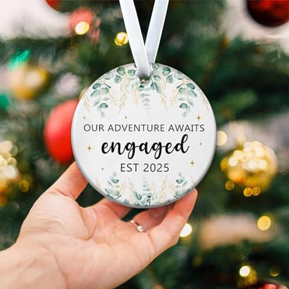 Engaged Ornament - First Christmas Wedding Gift for Couples - Variation 02