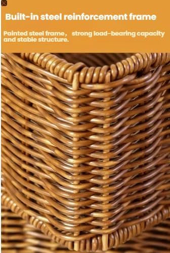 Plastic Storage Baskets - Durable Wicker Design for Pantry Organization | Set of 2, Dark Brown