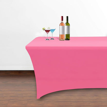 Obstal 4Ft Stretch Spandex Table Cover for Standard Folding Tables - 2 Pack Universal Rectangular Fitted Tablecloth for Party, Banquet, Events, Trade Show (Dark Pink, 48L x 24W x 30H Inches)