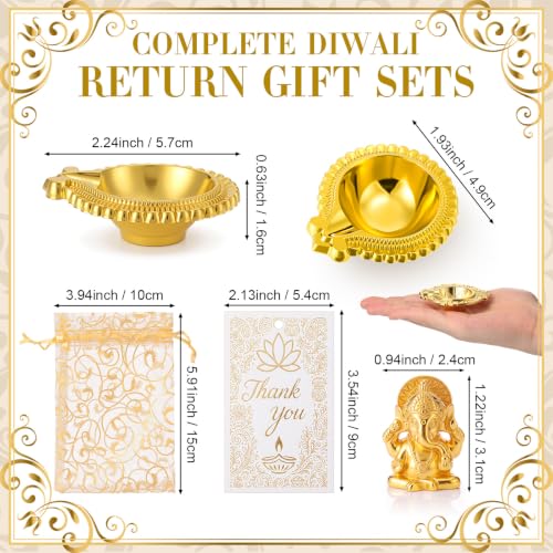 Diwali Return Gift Set with Kuber Diya and Ganesha - Flower Variation