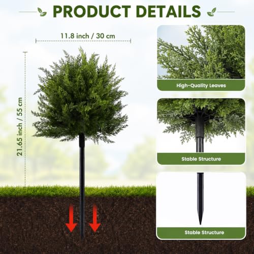 Artificial Cedar Topiary Ball Trees Set - UV-Resistant Outdoor Decor