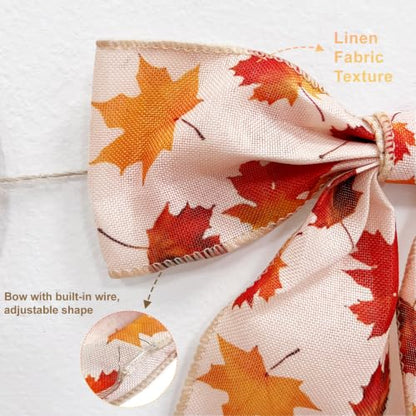 Autumn Bow Garland - 7.5Ft Fall Decor Bunting for Fireplace Mantel Wall