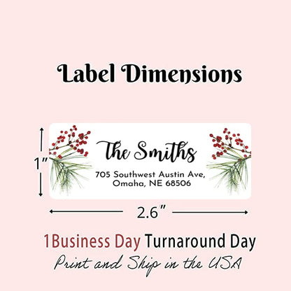 Personalized Christmas Return Address Labels, Set of 120 Self-Adhesive Name Stickers