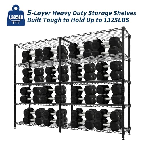 70-Inch Heavy Duty Metal Wire Shelving Unit - 1325LBS Capacity, 5-Tier