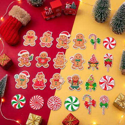 Christmas Fridge Magnets Set - Gingerbread Man & Candy Holiday Decor