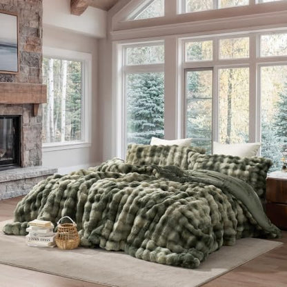 Queen Coma Inducer Snowball Bunny Comforter Set - Oversized Green