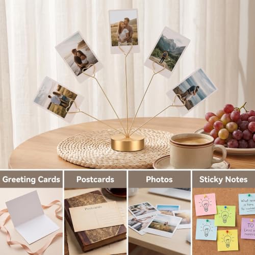 Heart-Shaped Photo Tree Holder Clip with Round Base and 5 Metal Clips