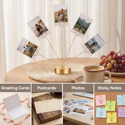 Heart-Shaped Photo Tree Holder Clip with Round Base and 5 Metal Clips