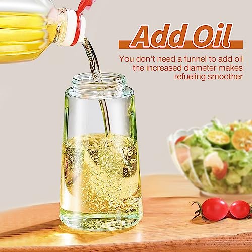 YARRAMATE Oil Sprayer for Cooking, 2 in 1 Olive Oil Dispenser Bottle for Kitchen, 16oz/470ml Premium Glass Oil Bottle, Food-grade Oil Mister for Air Fryer, Salad, Frying, BBQ (Creamy White)