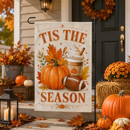 Fall Garden Flag Tis the Season Thanksgiving Decor Orange Brown