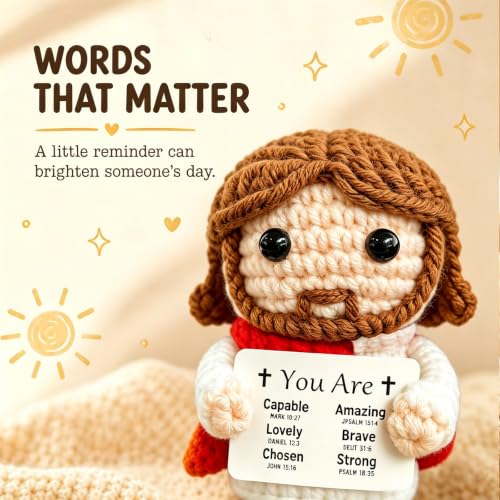 Positive Crochet Jesus Plush Doll Religious Gift for Women & Faith