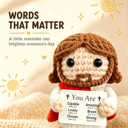 Positive Crochet Jesus Plush Doll Religious Gift for Women & Faith