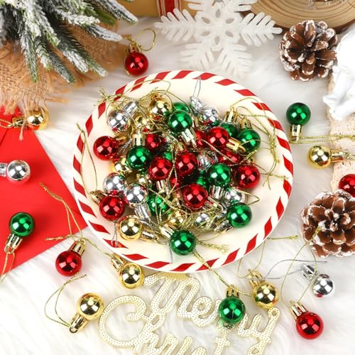Christmas Mini Ball Ornaments Set - Shiny Vintage Glitter Balls - 120PCS, Variation: Shiny
